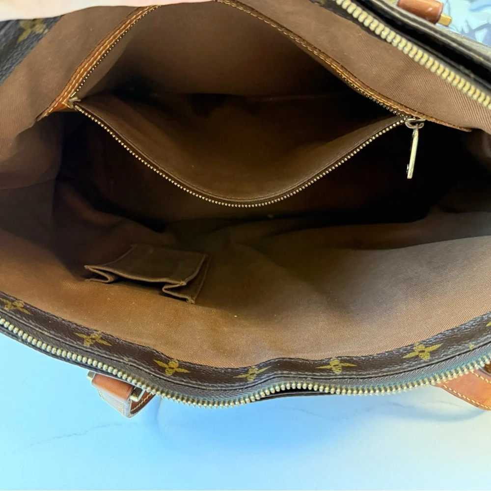 Louis Vuitton Brown Monogram Canvas Tote with Tan Leather Straps